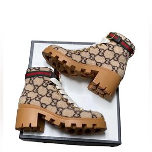 Women’s Gucci Beige Wool GG ankle boots